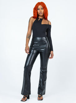 front view of model wearing Princess Polly Ellington Bodysuit Black Full Sleeves 