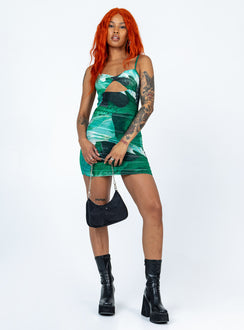 product Princess Polly Asymmetric Neckline  Poison Ivy Mini Dress Green