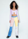 front view of model wearing Princess Polly The Ragged Priest Highway Jeans Multi High Waisted 