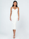 front view of model wearing Princess Polly Char Midi Dress White 