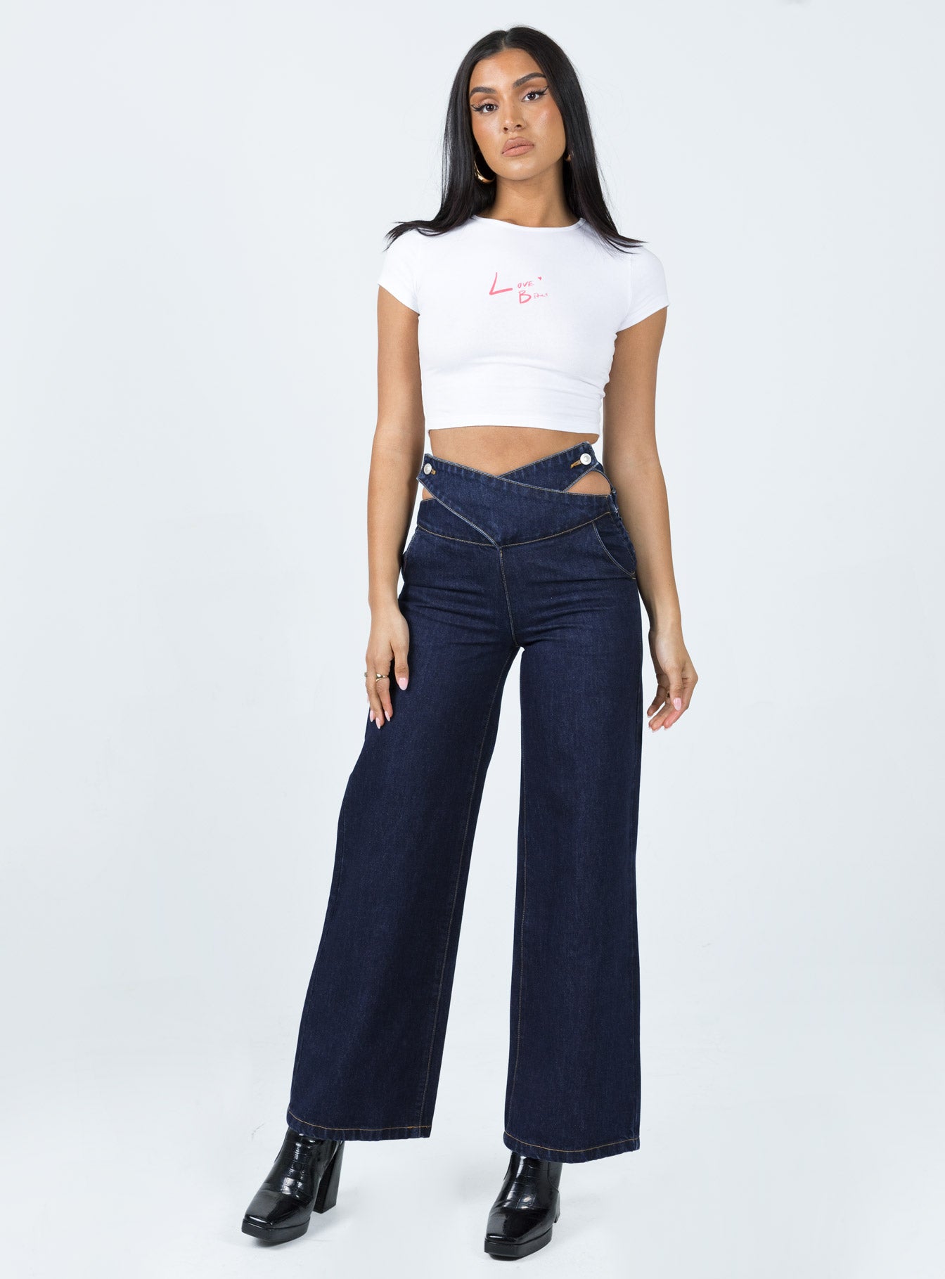 product Princess Polly High Waisted  Chaser V Waist Jeans Indigo