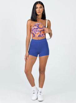 front view of model wearing Princess Polly Matilda Top Orange Floral 