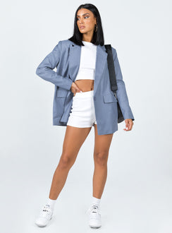 Oversized blazer  80% polyester 20% rayon  Lapel collar  Single chest pocket  Twin hip pockets  Double button cuff  Button front fastening  Satin lined 