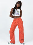 side view of model wearing Princess Polly Miami Vice Pants Red Mid Rise 