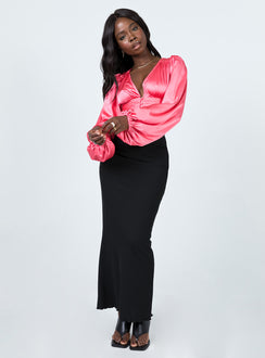 front view of model wearing Princess Polly Renee Long Sleeve Top Pink 