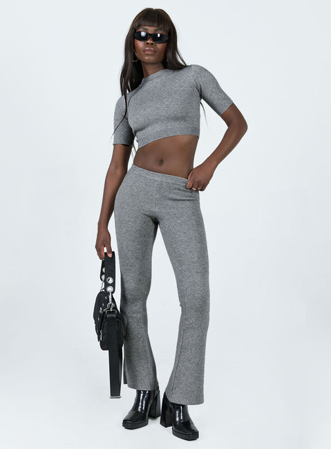 Matching set Soft knit material  Crop top High neckline  1/4 length sleeves  High waisted pants 