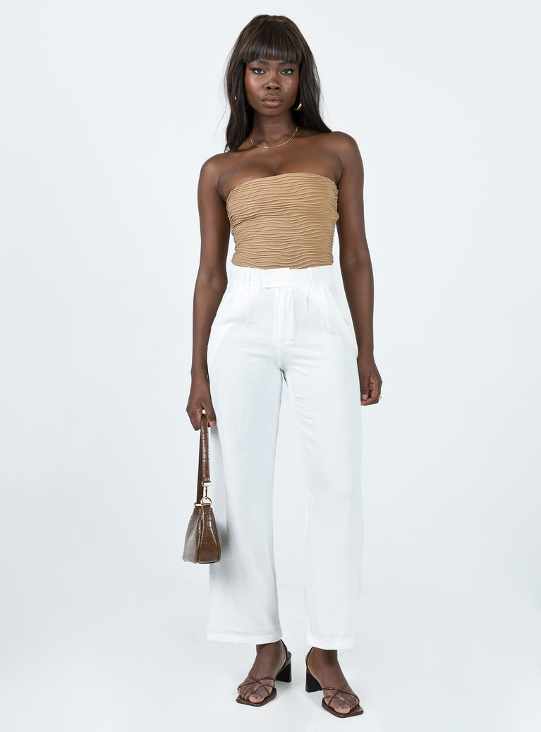 Front view of model wearing  front Princess Polly High Waisted Pants  Zelaya Pants White