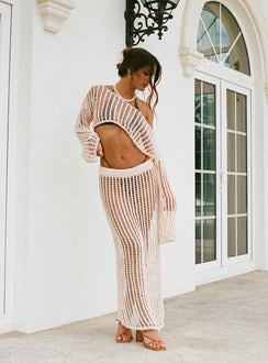 front view of model wearing Princess Polly Florence Sweater Cream Cropped 