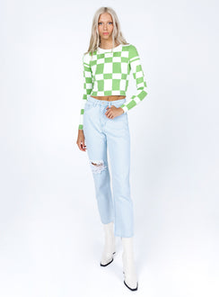 front view of model wearing Princess Polly Palermo Straight Leg Light Wash Denim Jeans Mid Rise 