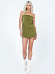 product Princess Polly Asymmetric Neckline Asymmetric Neckline Asymmetric Neckline  Christian Strapless Mini Dress Green