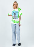 front view of model wearing Princess Polly Bob Marley Oversized Tee White 