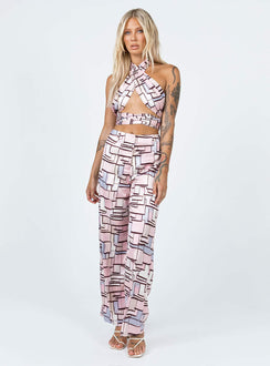 Front view of model wearing  front Princess Polly Sleeveless High Neck  Celia Top Multi