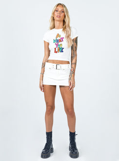 side view of model wearing Princess Polly Do What You Love Tee White 