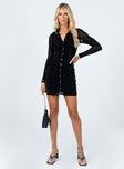 front view of model wearing Princess Polly Friday Fever Mini Dress Black 