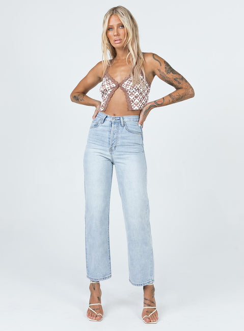 front view of model wearing Princess Polly Tyler Top Brown 