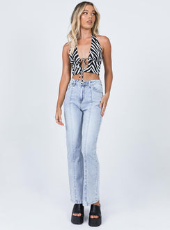 front view of model wearing Princess Polly Elaine Top Zebra 