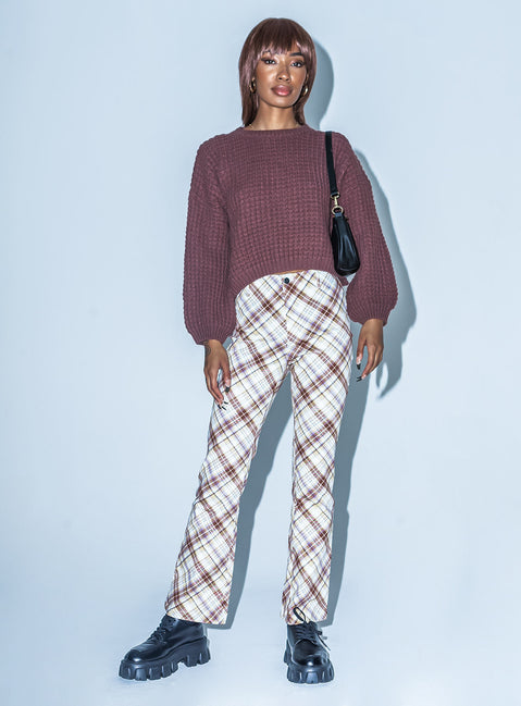 front view of model wearing Princess Polly Kallani Pants Beige 