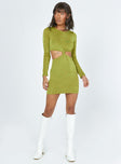 front view of model wearing Princess Polly Hope Mini Dress Green 