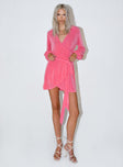 front view of model wearing Princess Polly Party Time Mini Dress Pink 