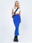   front view of model wearing Princess Polly Averill Maxi Skirt Blue 