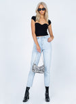 front view of model wearing Princess Polly Organic Cotton Blend Colmar Skinny Leg Denim Jeans Mid Rise 