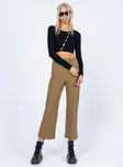 front view of model wearing Princess Polly Carter Pants Brown 