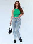 Princess Polly High Waisted  Zaiden Straight Leg Jeans Light Wash Denim