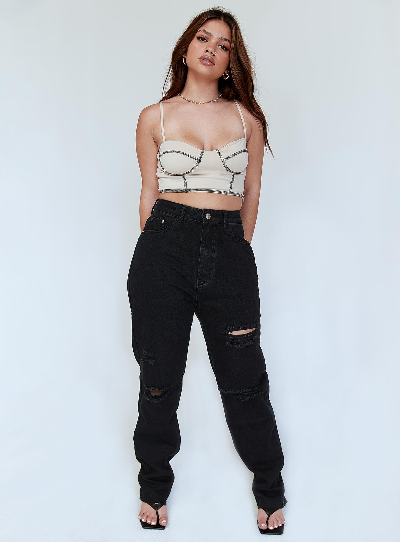 side view of model wearing Princess Polly Leilani Top 