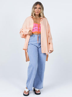 front view of model wearing Princess Polly Not Your Average Shirt Orange 