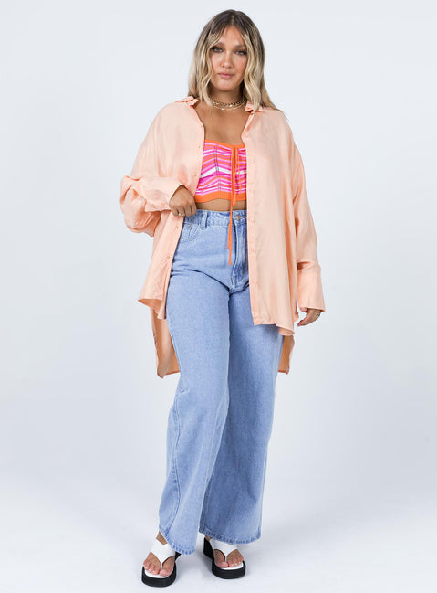 front view of model wearing Princess Polly Not Your Average Shirt Orange 