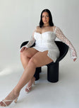 product Princess Polly Crew Neck  Ashwood Lace Sleeve Mini Dress White Curve