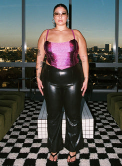 product Princess Polly Sleeveless Scoop Neck  Amaroo Corset Top Pink Curve