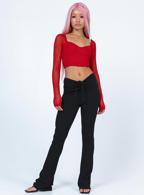 product Princess Polly Three Fourth Sleeves High Neck  Elmore Long Sleeve Top Red