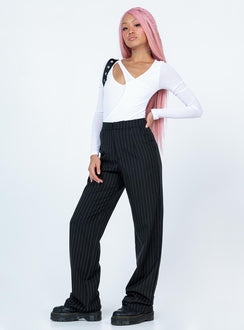 front view of model wearing Princess Polly Paros Bodysuit White Full Sleeves V-Neck 