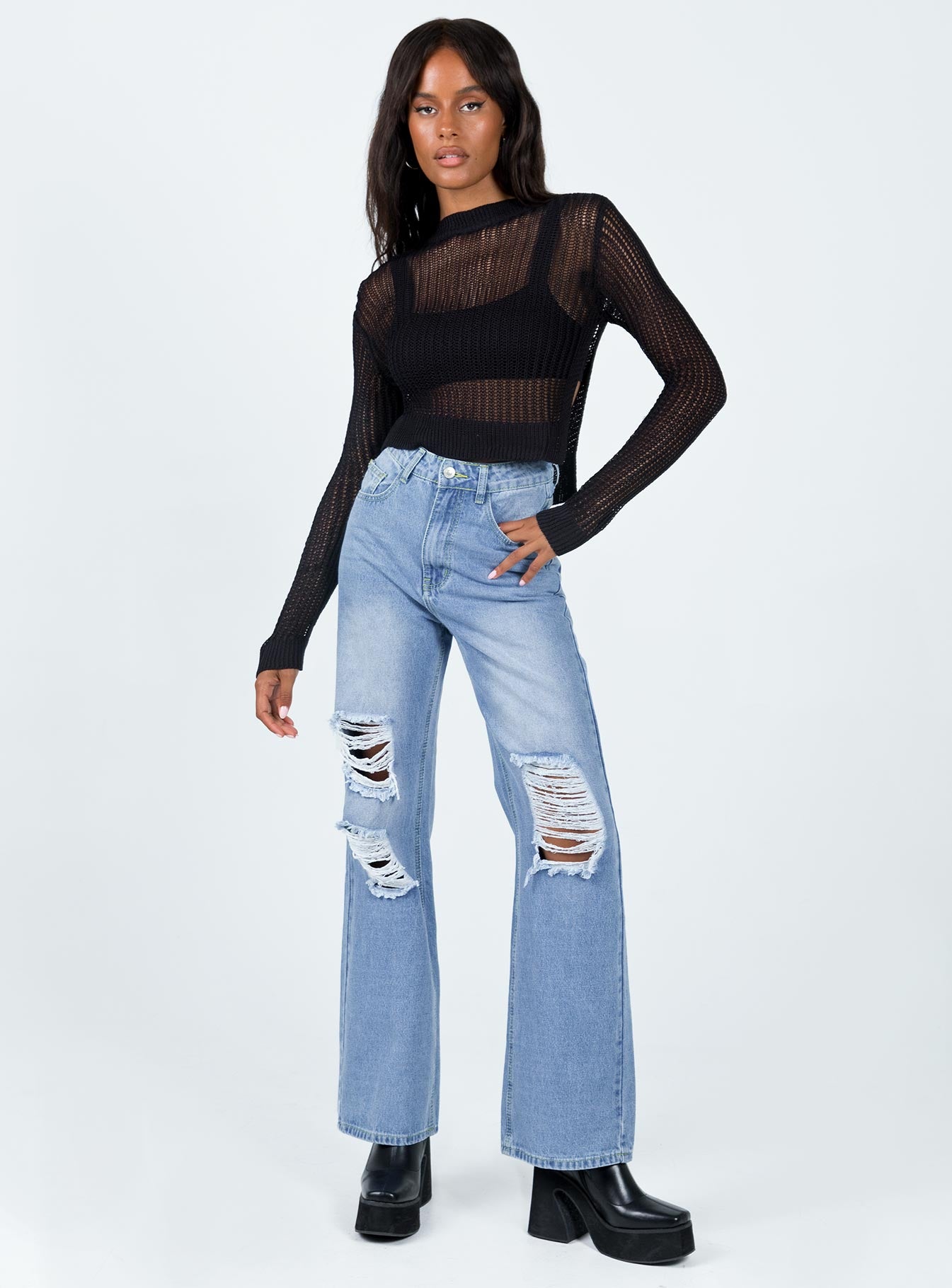 product Princess Polly Mid Rise  Sintra Oversized Denim Jeans