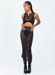 front view of model wearing Princess Polly Mayfair Lace Crop Black 