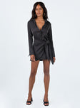 Princess Polly V-Neck  Bodeni Long Sleeve Mini Dress Black