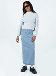 The Ragged Priest Carpenter Maxi Skirt Mid Blue Princess Polly  Midi 