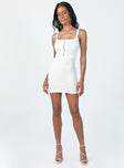 Front view of model wearing  front Princess Polly High Neck High Neck  Hardy Mini Dress White