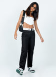 front view of model wearing Princess Polly Dava Low Rise Pants Black 