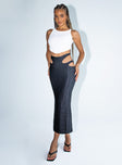   front view of model wearing Princess Polly Ava Tied Lurex Midi Skirt Black 