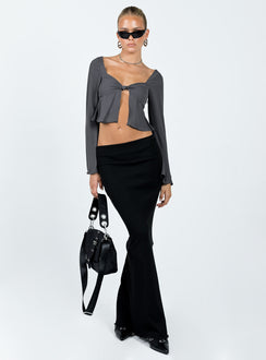 product Princess Polly Full Sleeves Square Neck  Pearwood Long Sleeve Top Slate