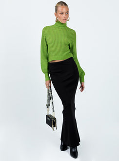 Mckilah Turtleneck Knit Sweater Green Princess Polly  Cropped 