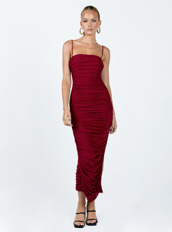 product Princess Polly Asymmetric Neckline  Tara Midi Dress Wine