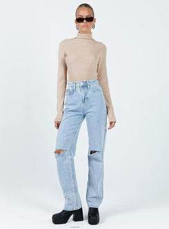 product Princess Polly Full Sleeves Square Neck  Nouri Long Sleeve Top Beige