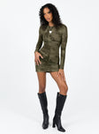 product Princess Polly High Neck  Favel Mini Dress Khaki