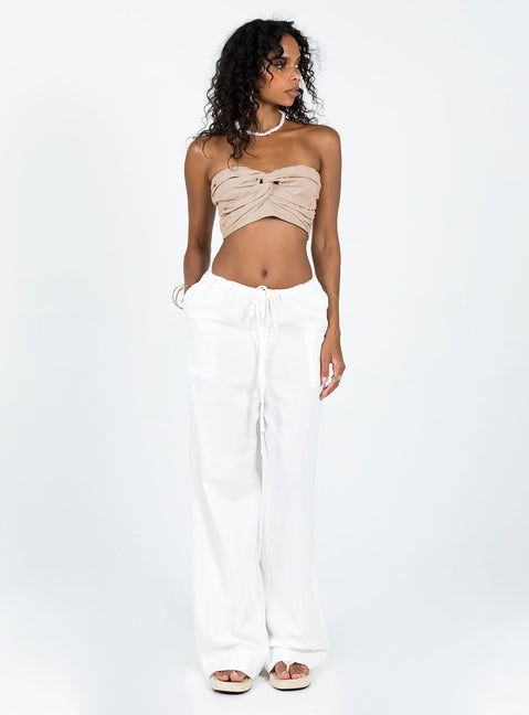 front view of model wearing Princess Polly Morland Pants White High Waisted Pants 