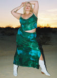 Front view of model wearing  front Sound Check Maxi Skirt Curve Blue Princess Polly  Maxi 