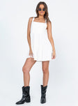 front view of model wearing Princess Polly Keesha Mini Dress White 