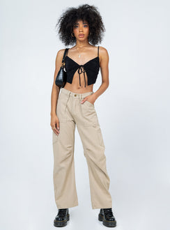 front view of model wearing Princess Polly Mayson Top Black 